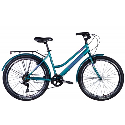 Велосипед ST 26' Discovery PRESTIGE WOMAN Vbr рама- ' с багажником задн St с крылом St 2024 (сине-зеленый)