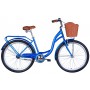Велосипед ST 26' Dorozhnik AQUAMARINE тормозная рама- ' с багажником задн St с корзиной Pl с крылом St 2024 (синий)