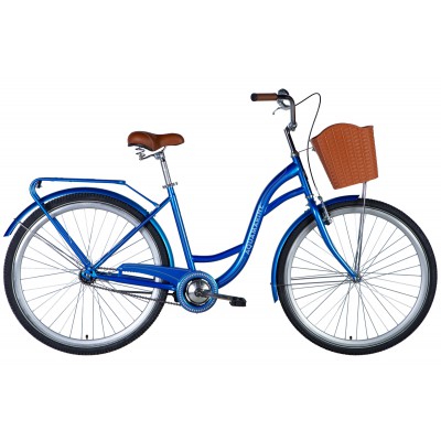 Велосипед ST 28' Dorozhnik AQUAMARINE тормозная рама- ' с багажником задн St с корзиной Pl с крылом St 2024 (синий)
