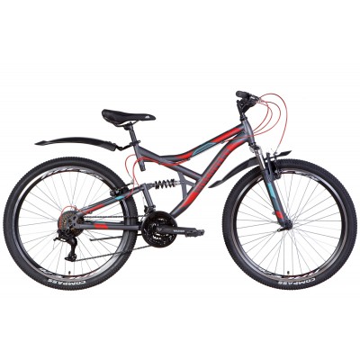 Велосипед 26' Discovery CANYON AM2 Vbr 2022 (темно-серый с красным и голубым (м))