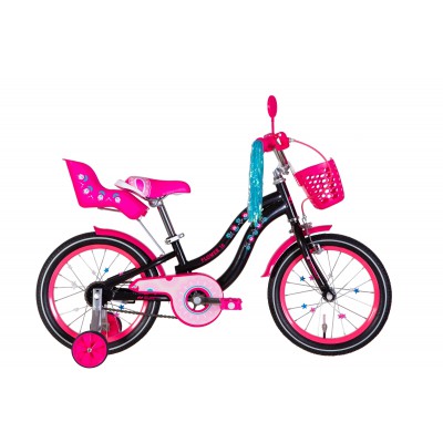 Велосипед 16' Formula FLOWER PREMIUM 2022 (черный с розовым)