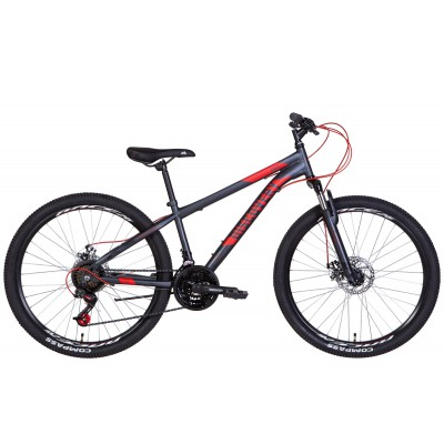 Велосипед 26' Discovery RIDER AM DD 2022 (темно-серебристый с красным (м))