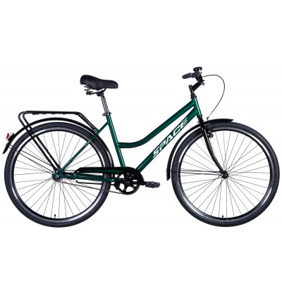 Велосипед ST 28' SPACE -049 тормозная рама- ' с багажником задн St с крылом St 2024 (зеленый)